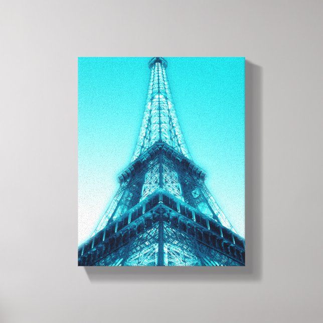 Tour Eiffel Paris Toile Bleue Emballée 8x10 (Recto)