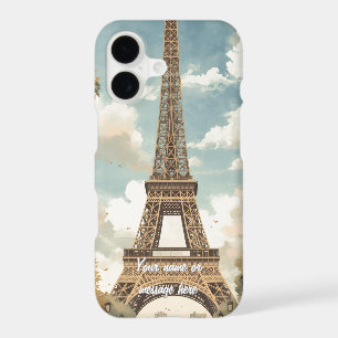 Tour Eiffel Paris Voyage Art Rétro Vintage Nom