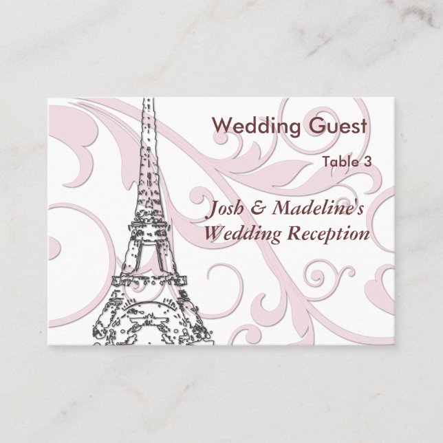 Tour Eiffel & Pink Soll Reception Cartes de table (Devant)