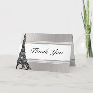 Tour Eiffel plié de noir de carte de remerciements