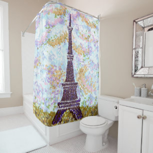 Tour Eiffel Pointillisme Douche Rideau