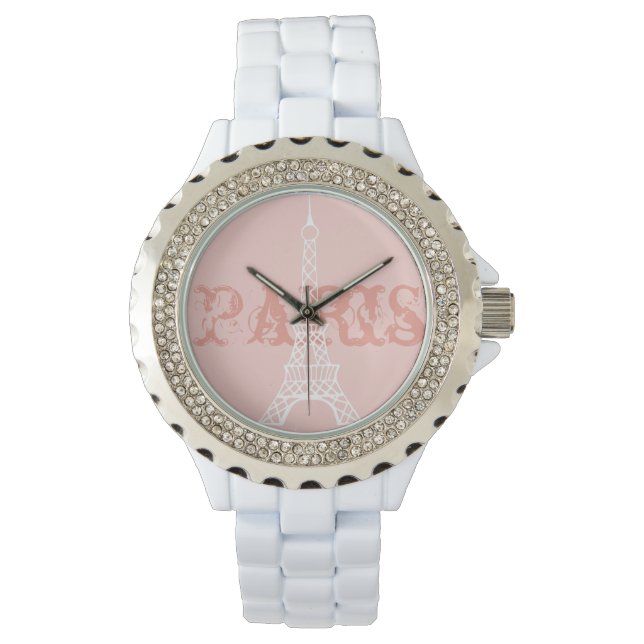 Tour Eiffel pour femmes Paris Montre rose Cadeau (devant)