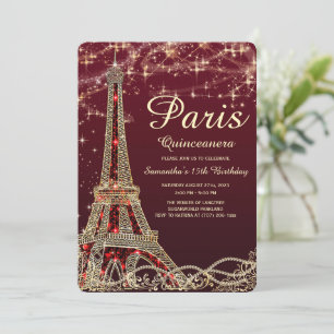 Tour Eiffel Quinceanera Invitation