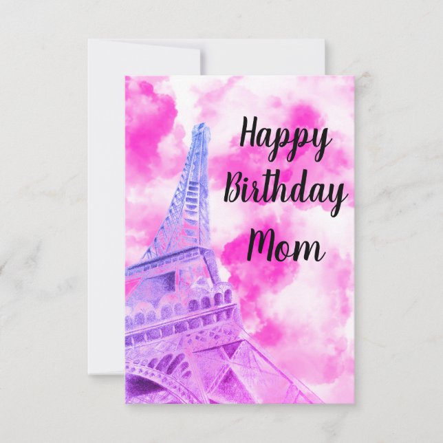 Tour Eiffel rose Bonne carte postale Anniversaire (Devant)