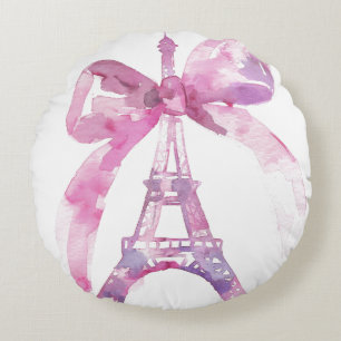 Tour Eiffel rose Coussin ronde