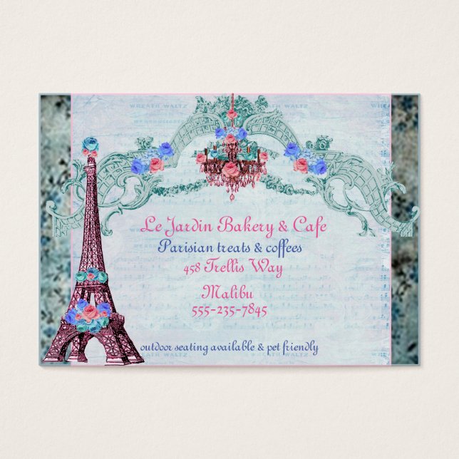 Tour Eiffel rose et bleu rose carte de visite (Devant)