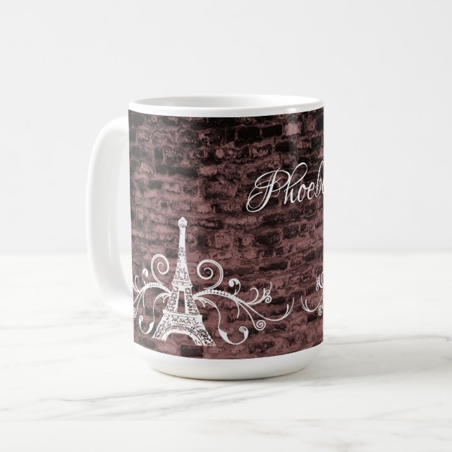 Tour Eiffel Rose Grunge Café Mug (Devant gauche)