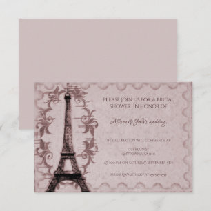 Tour Eiffel rose Invitation de douche nuptiale