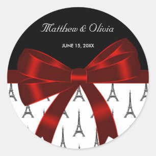 Tour Eiffel Rouge Bow Mariage Favoriser Stickers