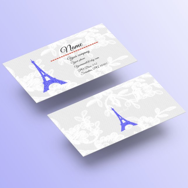 Tour Eiffel Royal Blue sur Carte de visite dentell (Créateur téléchargé)