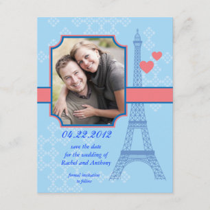 Tour Eiffel Sauvez La Date Invitation Carte photo
