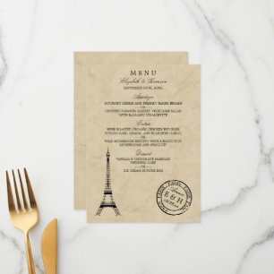 Tour Eiffel vintage Paris Postmark Mariage Menu