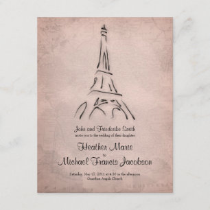 Tour Eiffel vintage Sepia Faire-part de mariage