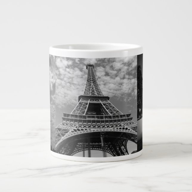 Tour Eiffel vues en noir et blanc Jumbo Mug (Devant)