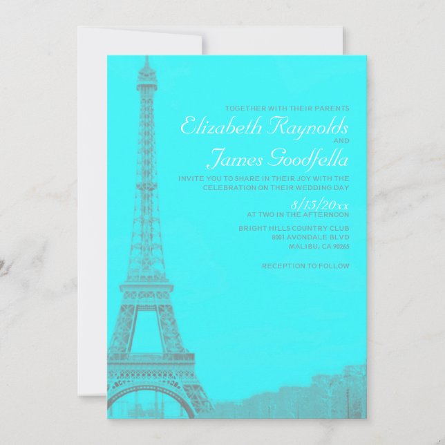 Tour Eiffel Whimsical Invitations de mariage (Devant)