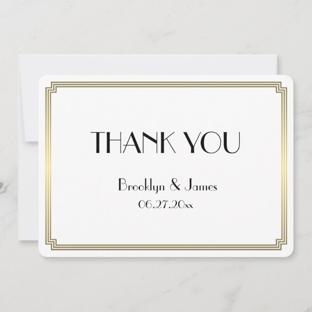 Tour Great Gatsby Art Déco Mariage or Merci (Devant)