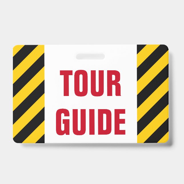 "TOUR GUIDE" + Black & Yellow Stripes Badge (Front)