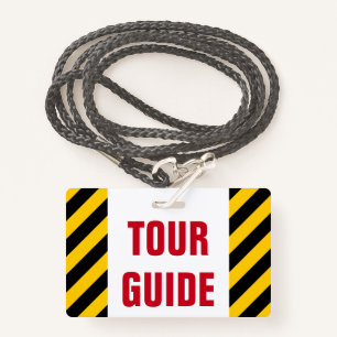 "TOUR GUIDE" + Black & Yellow Stripes Badge