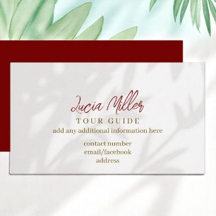 Tour Guide pale grey leaf shadows Business Card