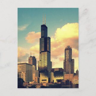 Tour Sears / Willis Tower Carte postale - Coucher