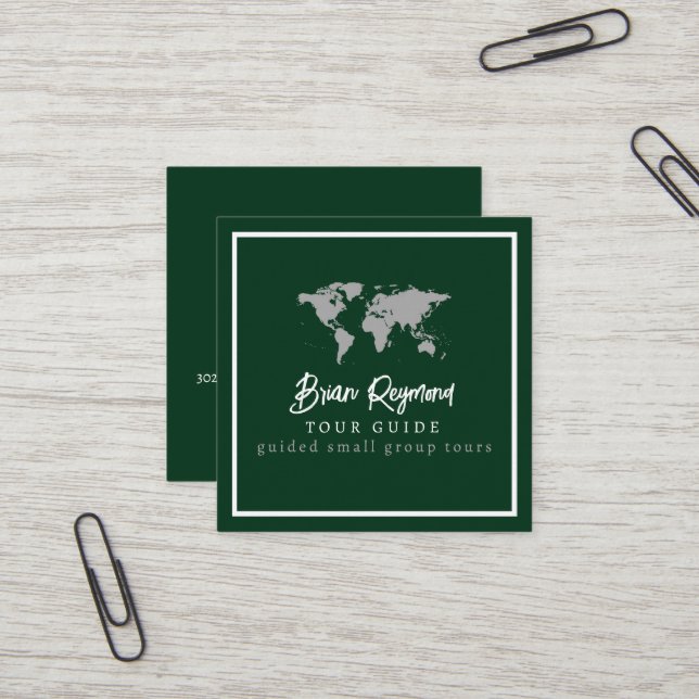 Tour | Tourism Guide Green Square Business Card (Front/Back In Situ)