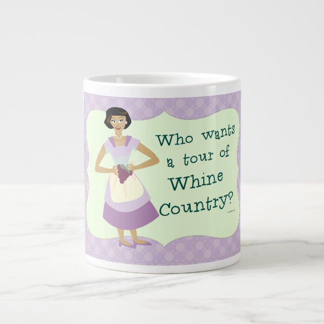 Tour Whine Country Funny Housewife Cartoon Large Coffee Mug (Front)
