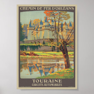 Touraine Circuits Automobiles Poster vintage 1920