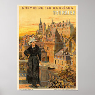 Touraine Loches France Poster vintage 1906