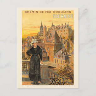 Touraine Loches France Vintage Poster 1906 Postcard