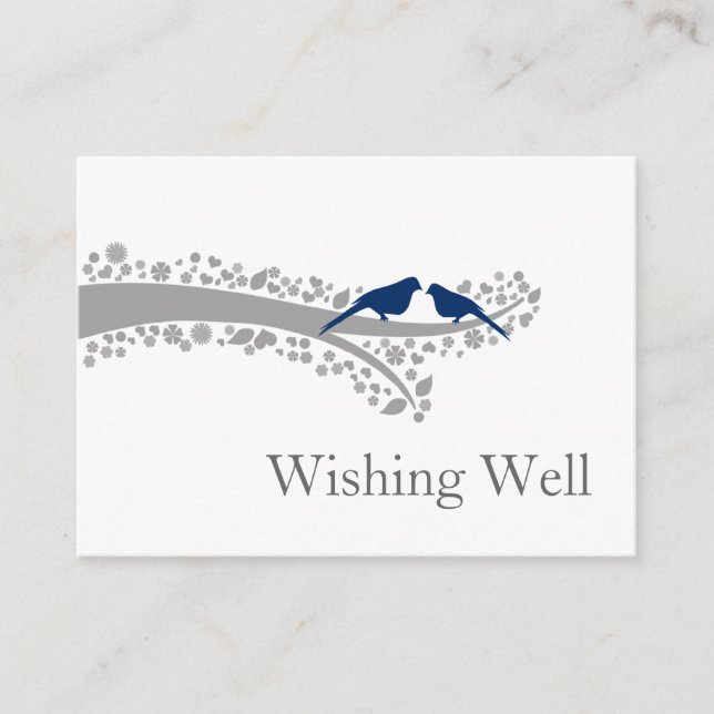 tourbillon bleu marine lovebirds souhaitant cartes (Devant)