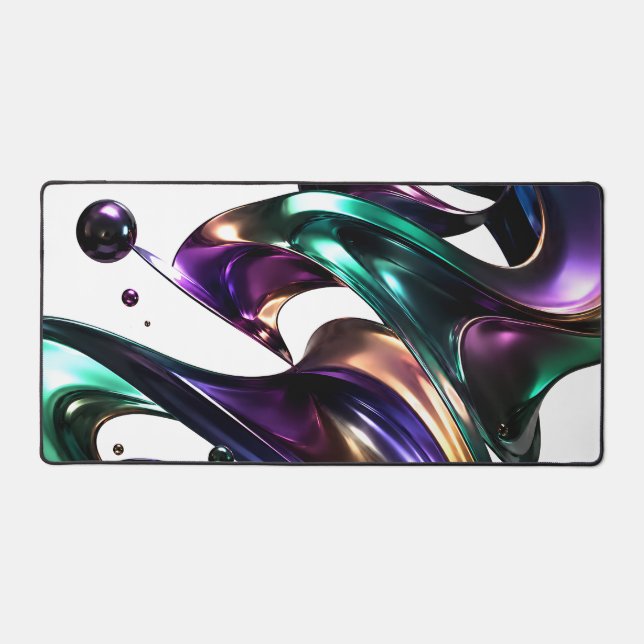 Tourbillon fluide 3D abstrait violet sarcelle méta (Recto)