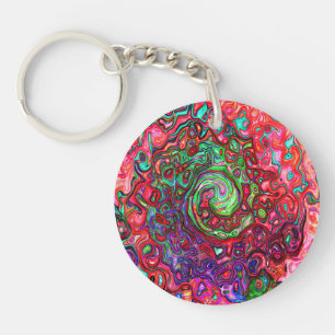Tourbillon liquide abstrait rétro groovy rouge aqu