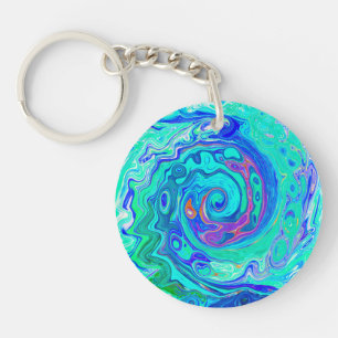 Tourbillon Liquide Bleu et Vert Groovy Abstrait Oc