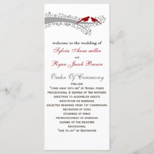 tourbillon rouge lovebirds Programme de mariage