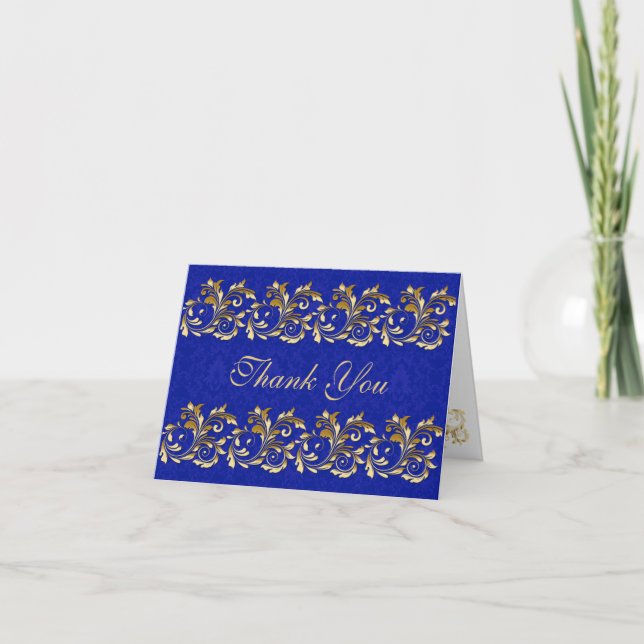 Tourbillons dorés, Merci damassé bleu (Devant)