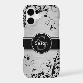 Tourbillons Floraux Noir Argent