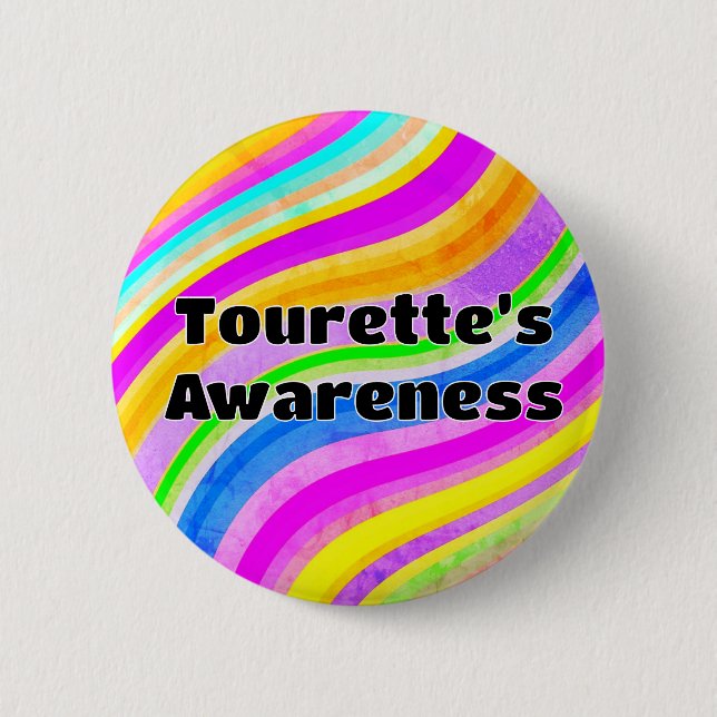 Tourette’s Awareness Badge – Abstract Calm Swirl  2 Inch Round Button (Front)