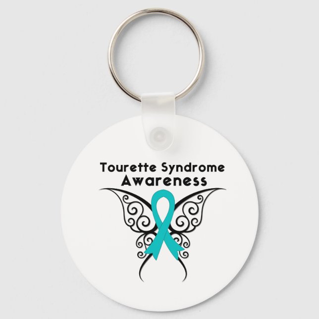 Tourette Syndrome Awareness Tattoo Butterfly Keychain (Front)
