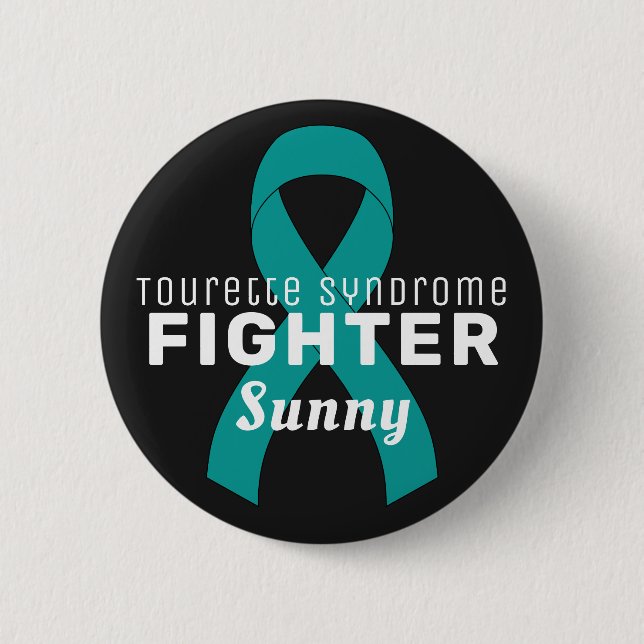 Tourette Syndrome Ribbon Black Button (Front)