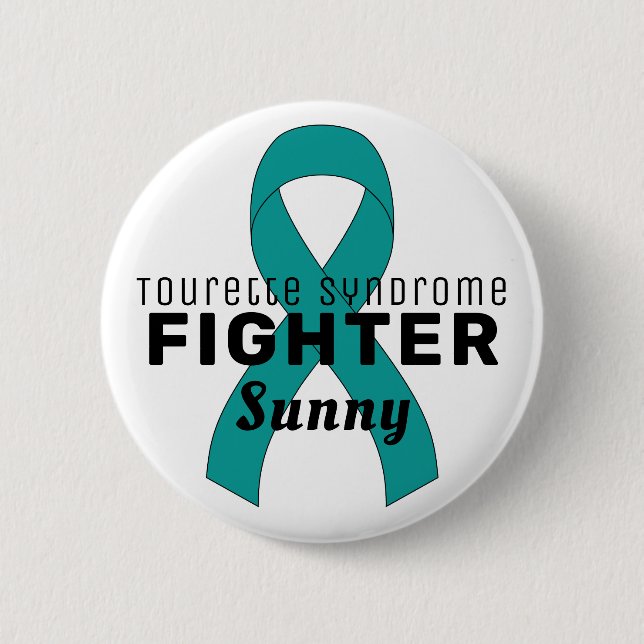 Tourette Syndrome Ribbon White Button (Front)