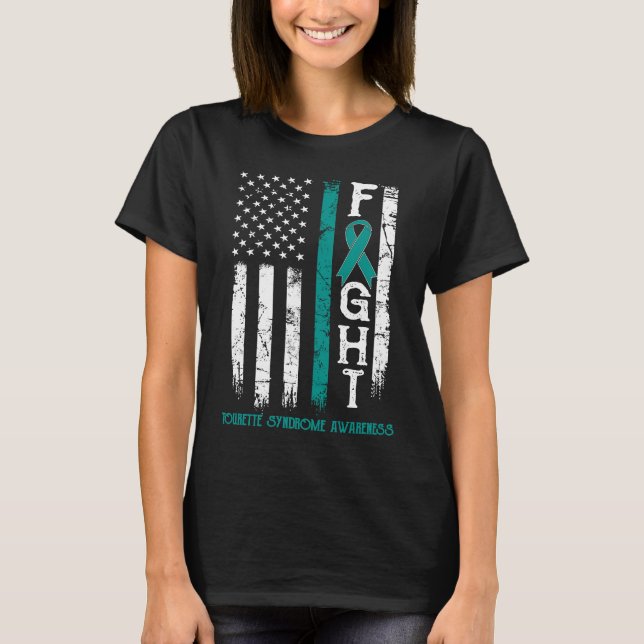 Tourette Syndrome Warrior US Flag T-Shirt (Front)