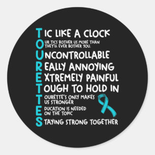 Tourettes Meaning Teal Ribbon Tourette Syndrome Aw Classic Round Sticker