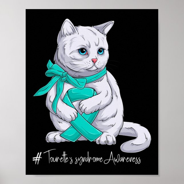 Tourette's Syndrome Awareness Month Teal Ribbon Ca Poster (Front)