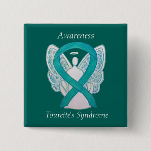 Tourette's Syndrome Awareness Ribbon Angel Pin