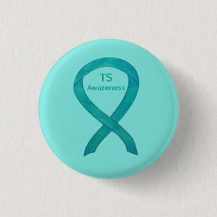 Tourette's (TS) Awareness Ribbon Teal Custom Pin