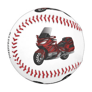 Touring motorcycle cartoon illustration baseball
