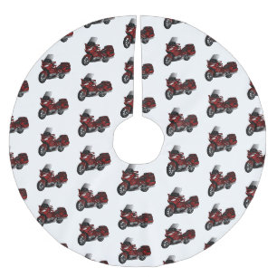 Touring motorcycle cartoon illustration brushed polyester tree skirt