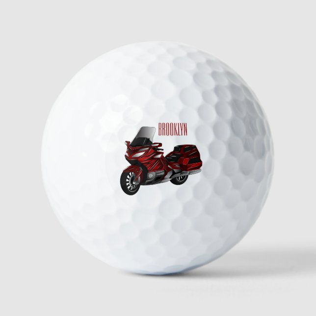 Touring motorcycle cartoon illustration golf balls (Front)