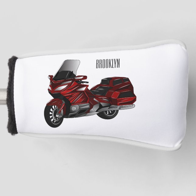 Touring motorcycle cartoon illustration  golf head cover (Front)