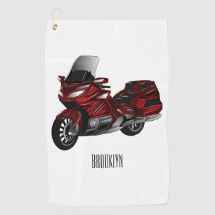 Touring motorcycle cartoon illustration golf towel